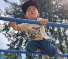 作品No:42　ぼくだってデキるもん！<br><br>うんていで先を行く兄姉に負けじと喰らいつく。<br />
「ぼくも！」と彼の挑戦はスタートした。<br><br>