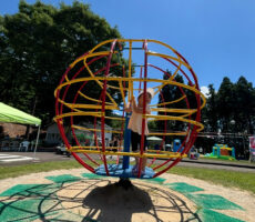 作品No:95 公転<br><br>雲ひとつない青空の下で,太陽と地面の間にある回る遊具が,まるで太陽を公転しているように見えてシャッタを押しました。<br><br>