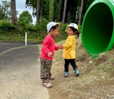 作品No:202　いぇい！！<br><br>ふたりで一緒に土管の中をまてまて〜！！<br />
くぐってゴールできたらハイタッチ♡を何度も繰り返していた2人！<br />
これからもずっと仲良しでいてね！<br><br>