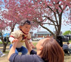 作品No:221 たかいたかい<br><br>たかいたかいしてもらって<br />
とっても良いくしゃっと笑顔!<br />
桜の背景も良しです<br><br>