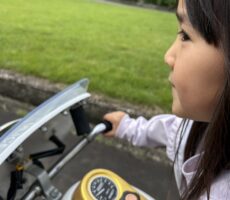 作品No:246　運転はまかせて！<br><br>桂公園に来たばかりの頃は、私（母）が運転して娘が横に乗っていましたが、いつのまにか私が隣に座れる様になり、運転が任せる様になりました。<br />
頼もしくなったものです。成長を感じます。<br><br>